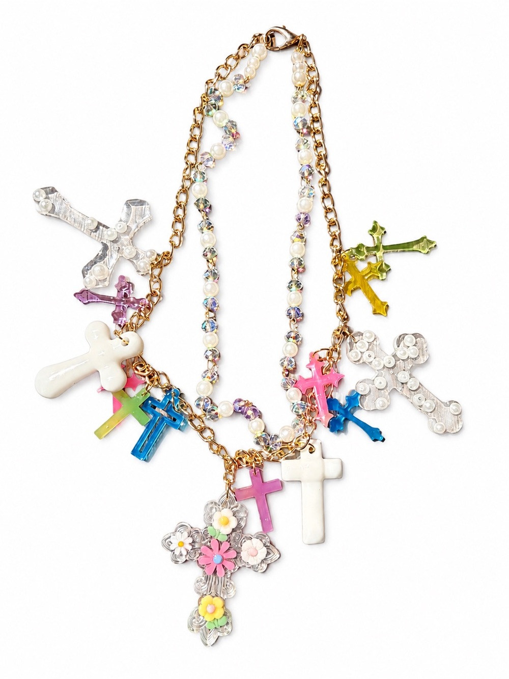 Relic Theory "Best Behavior" Resin Cross Charm Necklace